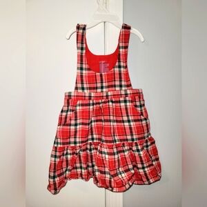 Cat & Jack 4T Holiday Overall Dress with Red/Green Plaid